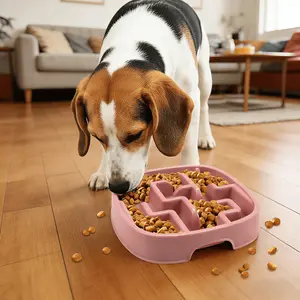 Pet Cat Dog Slow Feeder Bowl, Anti-Tip Design, Training Slow Feed Dish, Reduce Eating Speed, Easy to Clean, Suitable for Small Medium Dogs and Cats