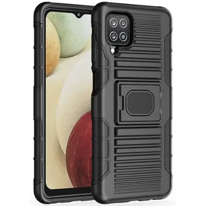 Case for Galaxy A12 5G Phone, Nakedcellphone Rugged Ring Grip Cover with Stand [Built-In Mounting Plate] for Samsung SM-A125 (Screen Protector Included) - Black