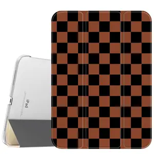 Black And Brown Plaid For Men Case for iPad A16 2025 / iPad air 6/ iPad mini 6, Slim Stand Cover with Soft Translucent Frosted Back Pencil Slot, for Samsung Galaxy Tab S9 Tablet Cases