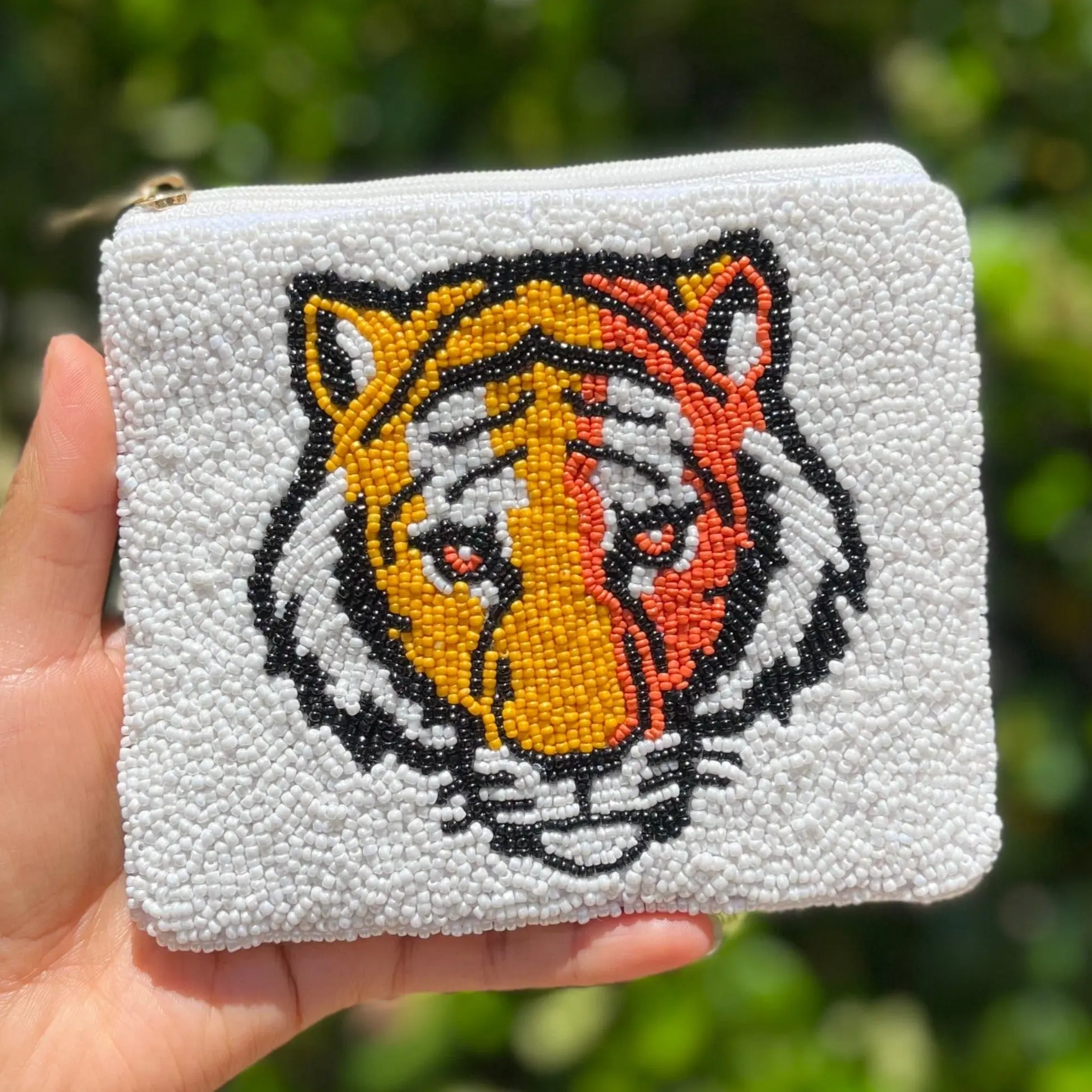 Tiger Beaded Pouch