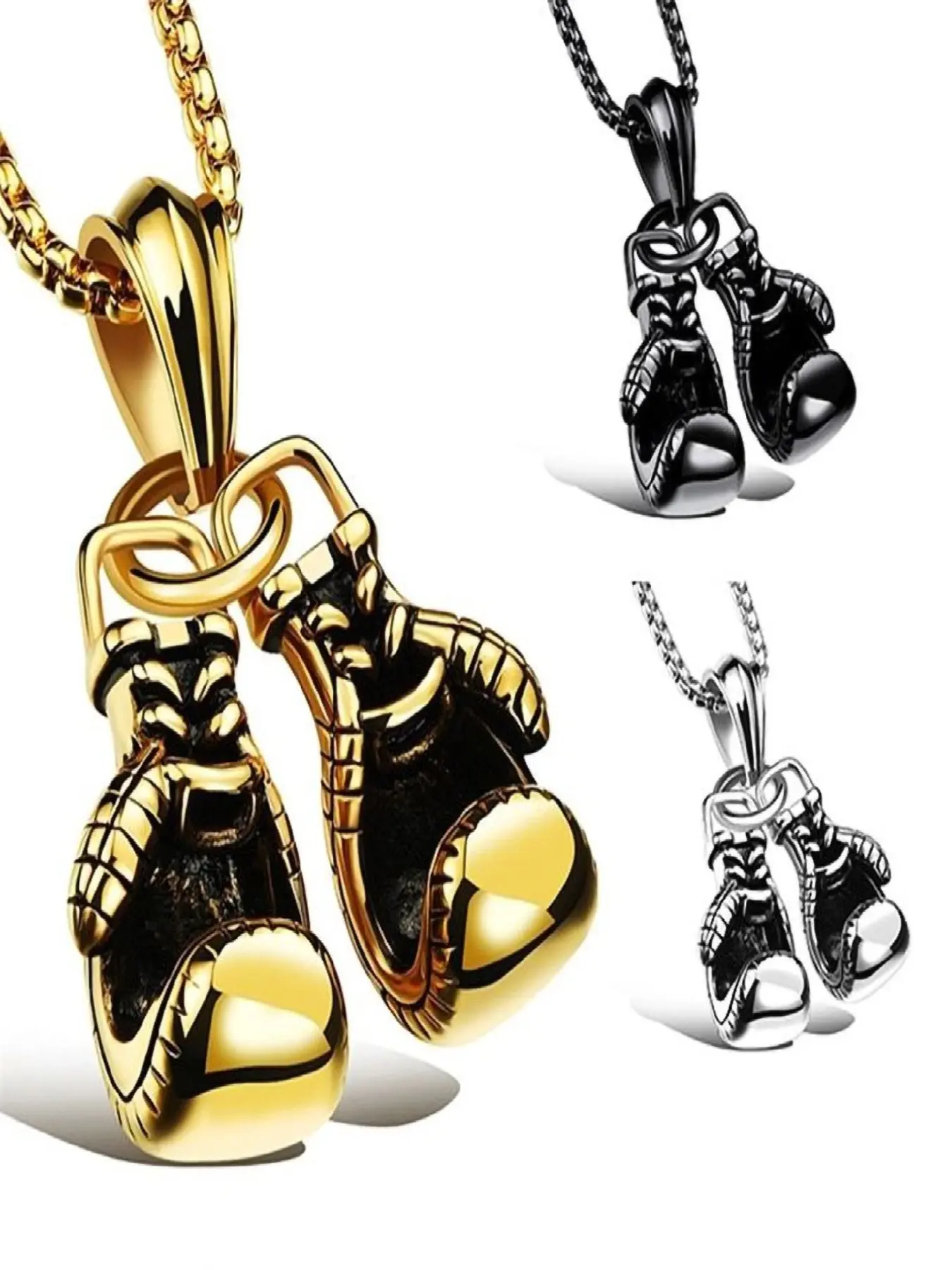 Men's Boxing Glove Pendant Statement Necklace, Unique Gym Sport Gift, Minimalist Sweater Chain Jewelry, Fashion Accessory Necklace, Versatile Fall Winter Accessory, Chain Necklaces
