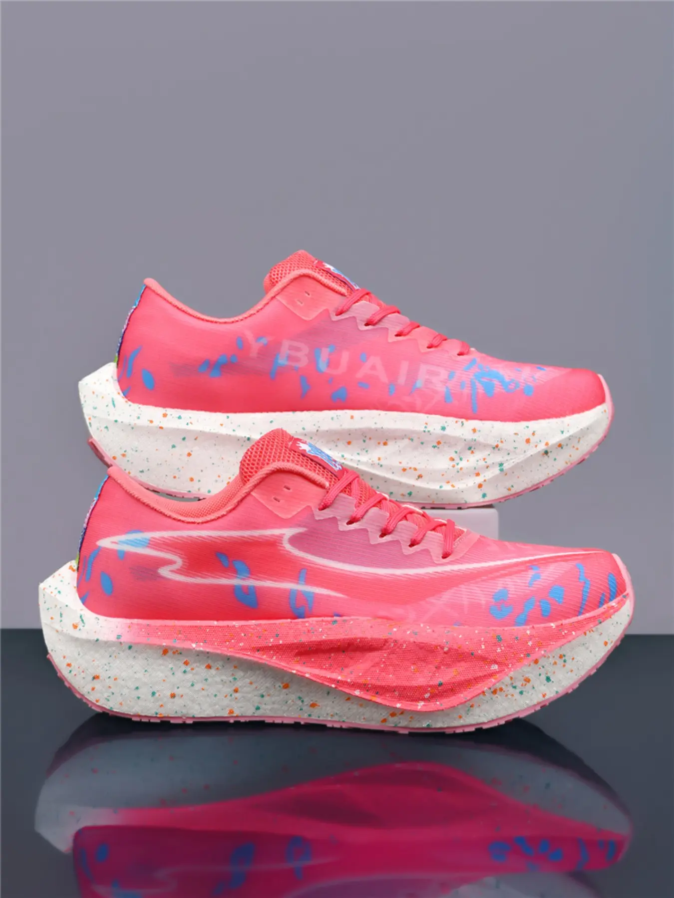 Unisex Multicolor Fluorescent Casual Running Shoes, Night Glow Effect, Anti-Slip Sole, Unique Color Combination, Student Campus Night Run, Sporty Running Shoes, Outdoor Running Shoes