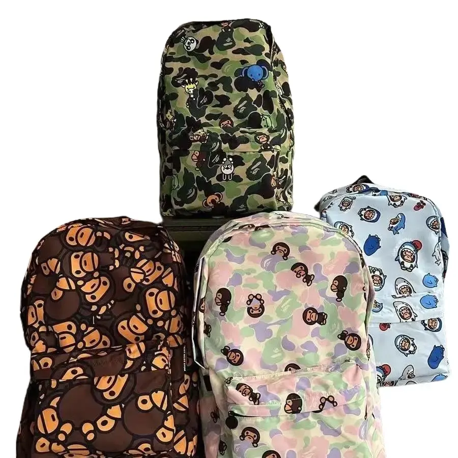 Cute Cartoon Monkey Large Size Casual Backpack Animal Pattern Students School Bag Unisex Daily