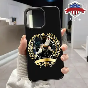 Compatible with iPhone 16 15 Pro Max Plus 14 13 12 11 X XR Mexican Cockfighting Logo Pattern Shockproof Non-Yellowing Crystal Transparent Acrylic Soft Case Supports Wireless Charging.