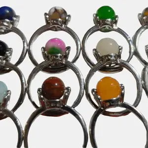 Crystal Ring Intuitive Bundles of 5 Rings- Silver Toned Band, Adjustable Size, Polished Silver-Tone Finish | Crescent Cast