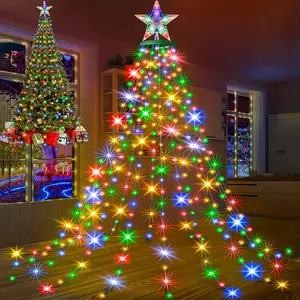 LICOOPR Christmas Tree Lights 400 LED 16 Lines 8 Lighting Modes for 6.5ft-7ft Tree Dimmable Remote Waterproof Indoor Outdoor Decor Warm White Multicolor