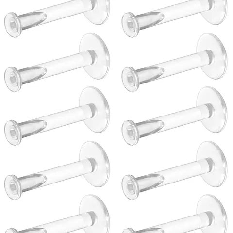 16g Clear Earrings for Sports, Work, Surgery - Body Jewelry Bioflex Labret Clear Piercing Retainers 10pc Set Piercings Kits - Plastic Clear Piercings Stud Earrings for Cartilage Helix Tragus Lip Medusa Monroe (6mm, 8mm, 10mm, 12mm)