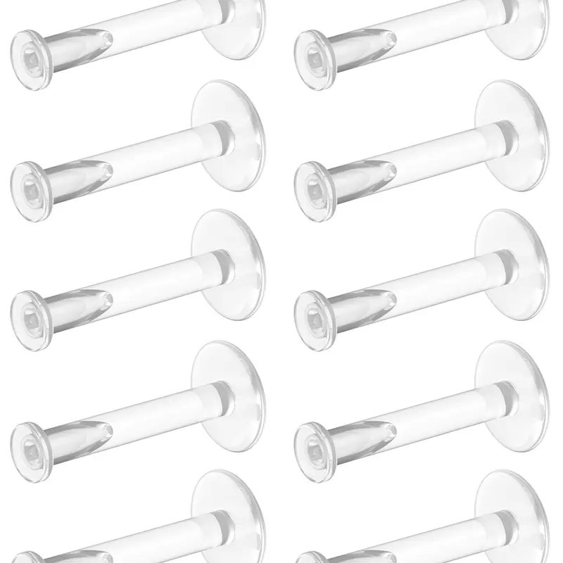 16g Clear Earrings for Sports, Work, Surgery - Body Jewelry Bioflex Labret Clear Piercing Retainers 10pc Set Piercings Kits - Plastic Clear Piercings Stud Earrings for Cartilage Helix Tragus Lip Medusa Monroe (6mm, 8mm, 10mm, 12mm)