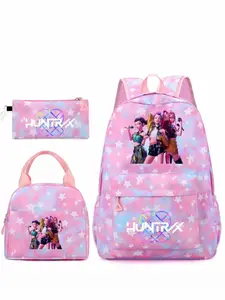 3pcs KPOPN Witch Hunting Team Women'sBackpack with Cartoon Pattern Letters,Fashionable and Versatile, Suitable forStudents, Campus, School, Work, Commute,Shopping, Women's Backpack, SchoolBackpacks, Cartoon Character Backpacks