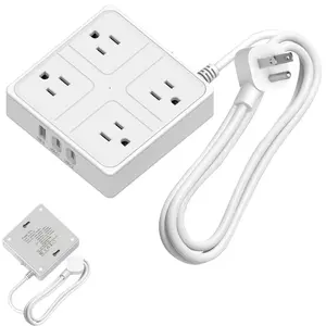 Wall Mounted Desk Charging Station, Power Bar with 1.5m Extension Cord, Electrical Sockets & Accessories for Home, Office, Travel, College, Dorm Room