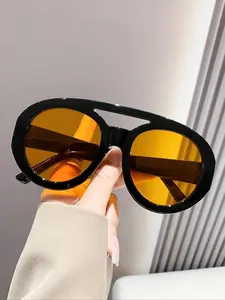 ShineThru Unisex & Female Round Full Rim Fashionable Frames Sunglasses - 1 Pair, Retro Style, Lightweight Durable Sunglasses, UV400 UV-Protection Lens, Daily Commuting & Outdoor Activities Use