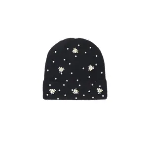 Shania Black Rhinestone Beanie