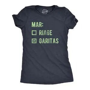 Womens Marriage Margaritas T Shirt Funny Checklist Drinking Married Joke Tee for Ladies Funny Womens T Shirts Cute Vintage Fashion Casual Ladies T-Shirt Gift Funny Drinking Top Women's Novelty Tees Navy -