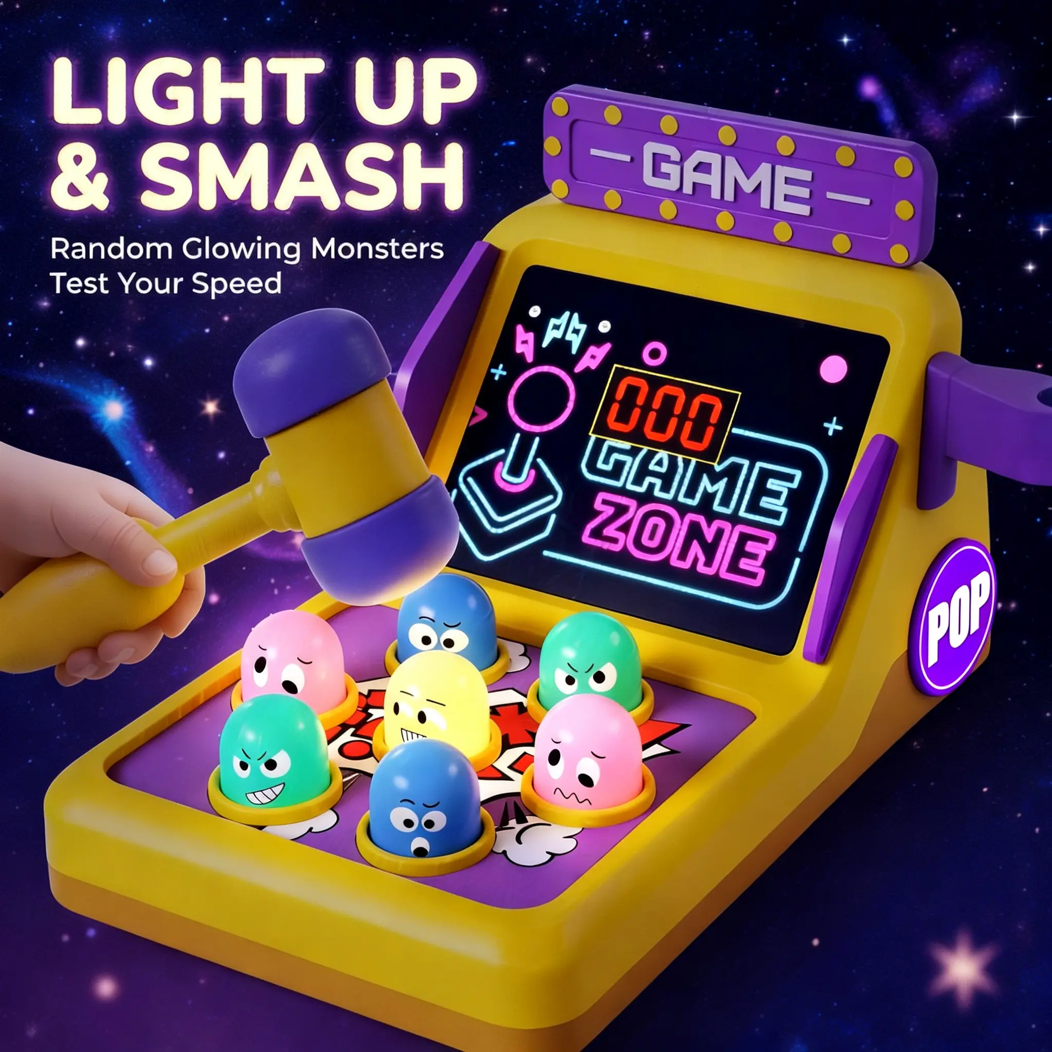 Halloween Goodie Mole Pounding Game - Toddler Early Learning Toy for 2-6 Year Olds, 105 level, Light-Up Effect, Develops Hand-Eye Coordination & Fine Motor Skills, Birthday Gift (Classic Novelty Toy)