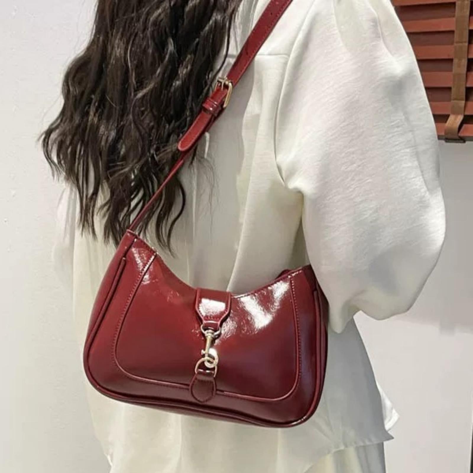 Retro Minimalist Hook Decor Handbag Adjustable Shoulder Strap Crescent Shape Crossbody Bag Woman Purse Shoulder Bag Suitable For Date, Outing, Party