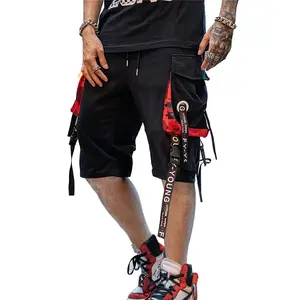 Techwear Cargo Shorts For Men Drawstring Summer Beach Stretch Hip Hop Joggers Techwear Pants Outdoor Shorts With Pockets