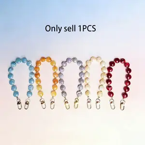Handmade Acrylic Phone Chain, Phone Charm, Flat Round Imitation Jade Beaded Lanyard, Perfect for Phones, Cameras, Bags, Keychains, Gift Idea