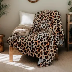 Eyesoul Leopard Print Fluffy Throw Blanket – Small Cozy Soft Blanket for Couch or Bed, Cute Cheetah Print Decor, for Women
