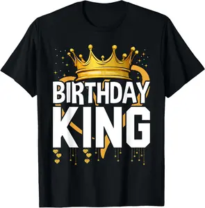 Letter Print T-shirt Birthday King Crown For Boys And Men T-Shirt