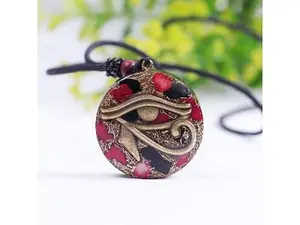 Orgone Eye of Horus Emf Protection Red Coral Necklace,Orgone Energy Necklace,Healing Crystal Red Coral Udjat Eye Necklace