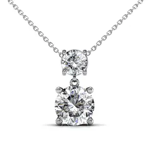 Marian  18k White Gold Plated Pendant Necklace with  Simulated Diamond Crystals