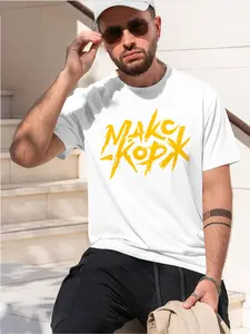 Max Korzh 2026 new model Black/White Tee Stylish & Comfortable Loose Crew Neck Short Sleeve T-shirts Versatile On Trend Eye Catching Printed Graphic Casual Tee for Daily Wear Outings & Leisure