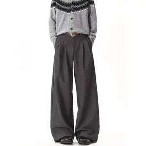 Premium high-waisted wide-leg trousers, pleated design for a tailored, relaxed fit. Premium fabric with a structured drape, perfect for street style and smart casual looks. # WideLegTrousers # HighWaistedPants # big guy pants original