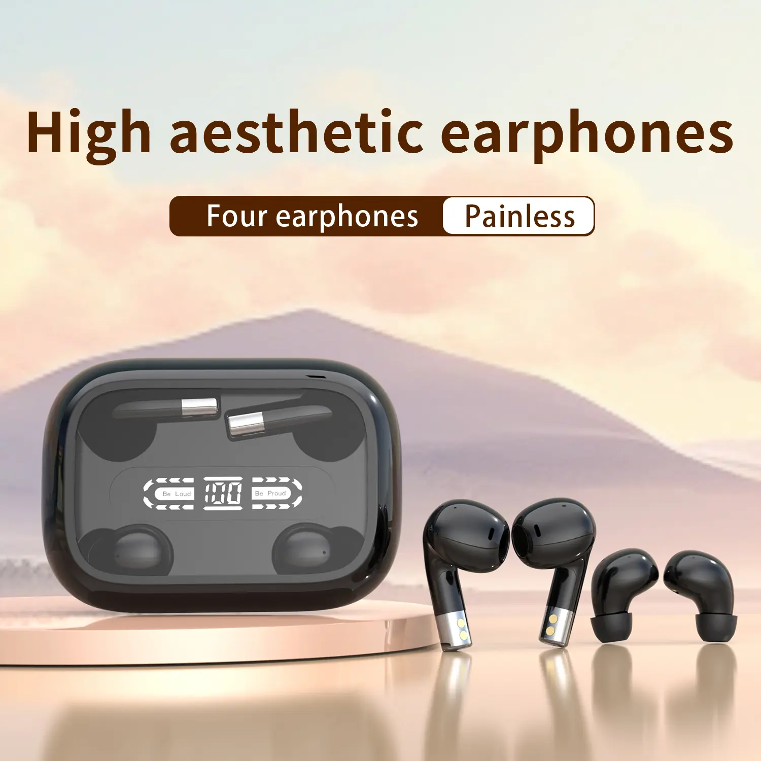 MSHUKCOE Two Pairs Couple Earbuds 4 Earbuds 10h Battery Dual Touch Transparent Case Low Latency IPX5 Waterproof TikTok 2026 Viral Couple Tech summerwins