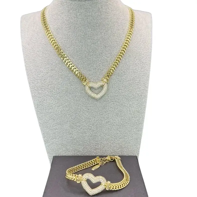 Gold plated set necklace 20 inches bracelet 7+2 inches