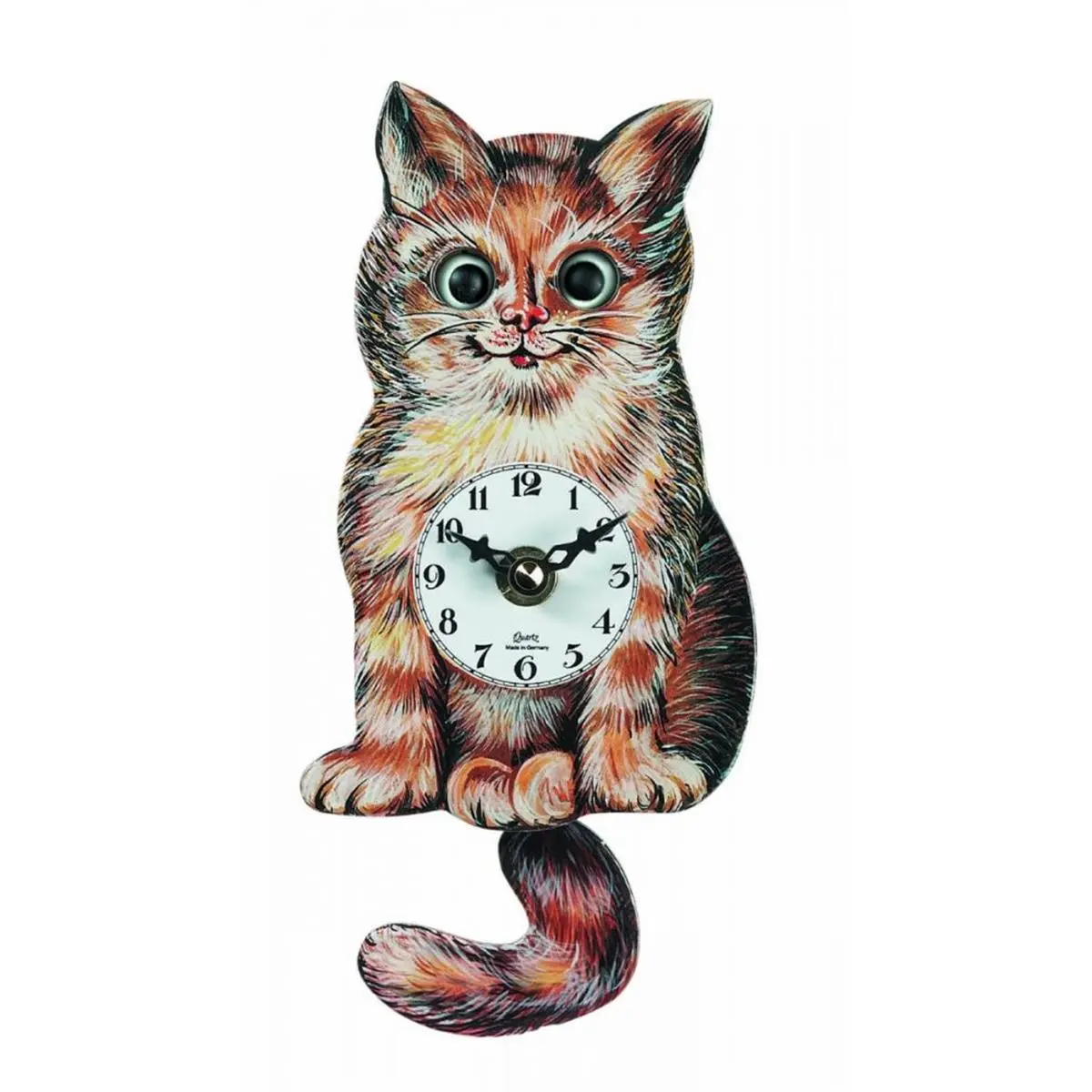 212 MAIN River City Cuckoo Cat Clock - Basic Automatic Battery-Powered Indoor Wall Clock, Decorative Home Decor Items, Hangable with Moving Eyes, Tail Pendulum, 2 lbs, Batteries Included, Traditional Home Supplies Gift