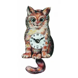 212 MAIN River City Cuckoo Cat Clock - Decorative Traditional Home Wall Decor, Moving Eyes, Tail Pendulum, Ideal Gift for Home Supplies