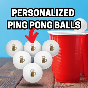 Personalized Ping Pong Balls Set of 6 - Standard Size (1.57") White Color for Beer Pong Games and Table Tennis