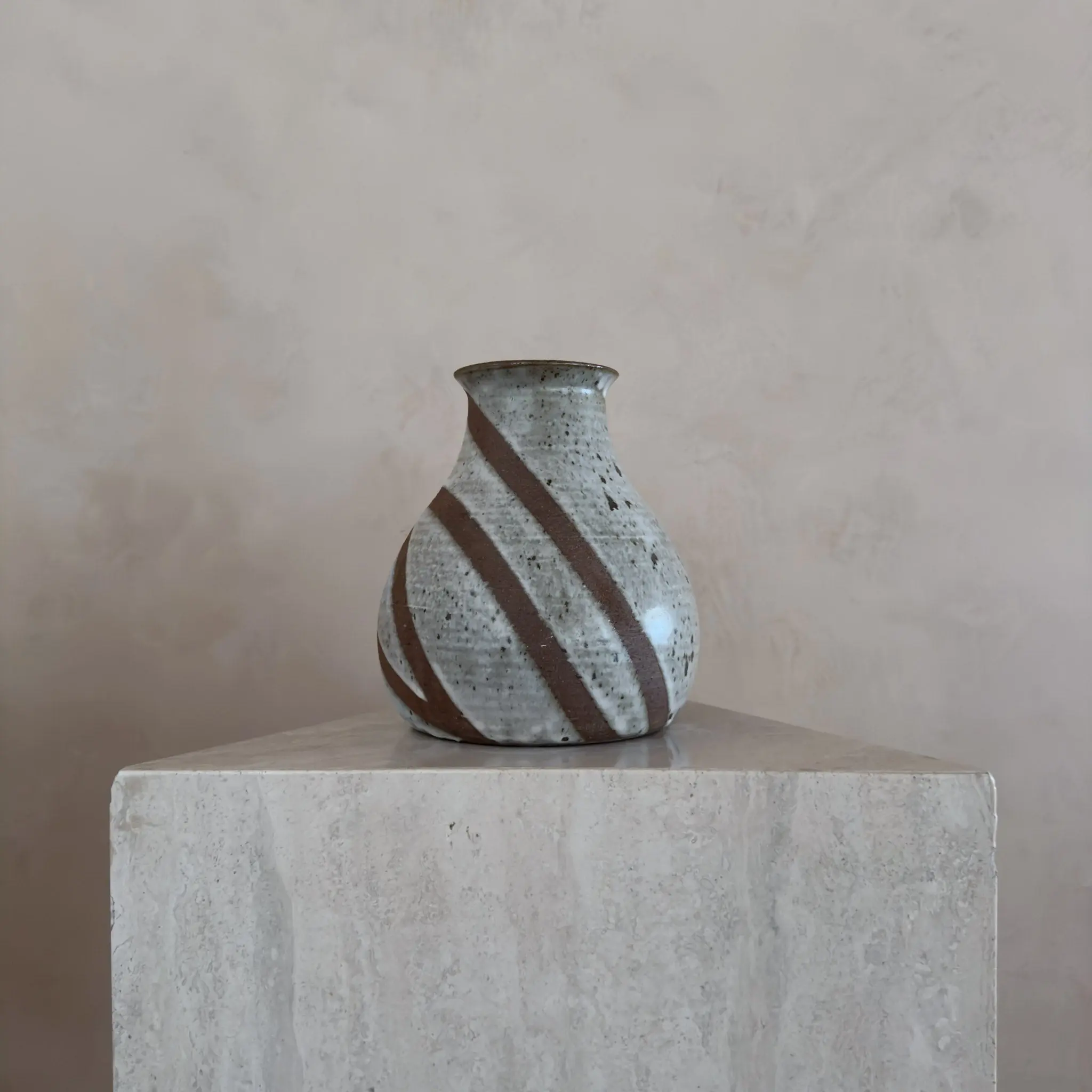 Speckled Glaze Spiral Band Studio Pottery Vase