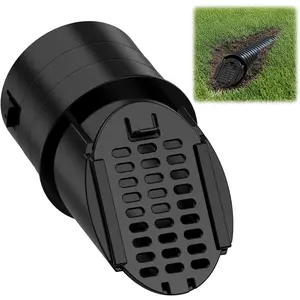 1 Pack 4" Black Drainage Grate Cover Rain Diverter Yard Drain Emitter for Sump Pump Discharge & Downspout Extensions Fit 4" SCH 40 4" SDR 35 4" Corrugated Pipe