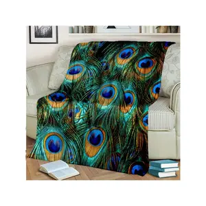 [Warm And Soft] Peacock Feather Pattern Flannel Blanket | 1 | | Comfortable, Warm And Soft | Travel Blanket | All Season | |-30*40in