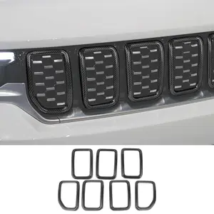 Car Front Center Bumper Grille Cover Trim, Self-Adhesive Exterior Decoration for Jeep Grand Cherokee 2021+, Prevents Scratches, Adds Fashion Look, Automotive Exterior Accessory