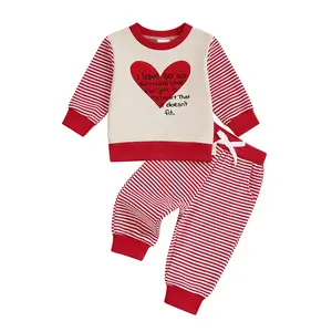 Valentine 's Day Outfit Clothes Set Infant Toddler Baby Boy Long Sleeve Sweatshirt and Pants Set