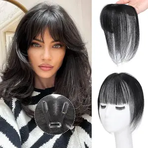 BEFUNNY  Human Hair Toppers for Women - Clip-In Hairpiece with Upgradable Lace Base & Bangs, Looking Hair Extensions for Baldness, 10 Inch Straight Hair Topper for Caucasian/Asian/African