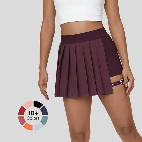 Halara Breezeful High Waisted Pleated 2-in-1 Side Pocket Adjustable Buckle Mini Quick Dry Casual Skirt