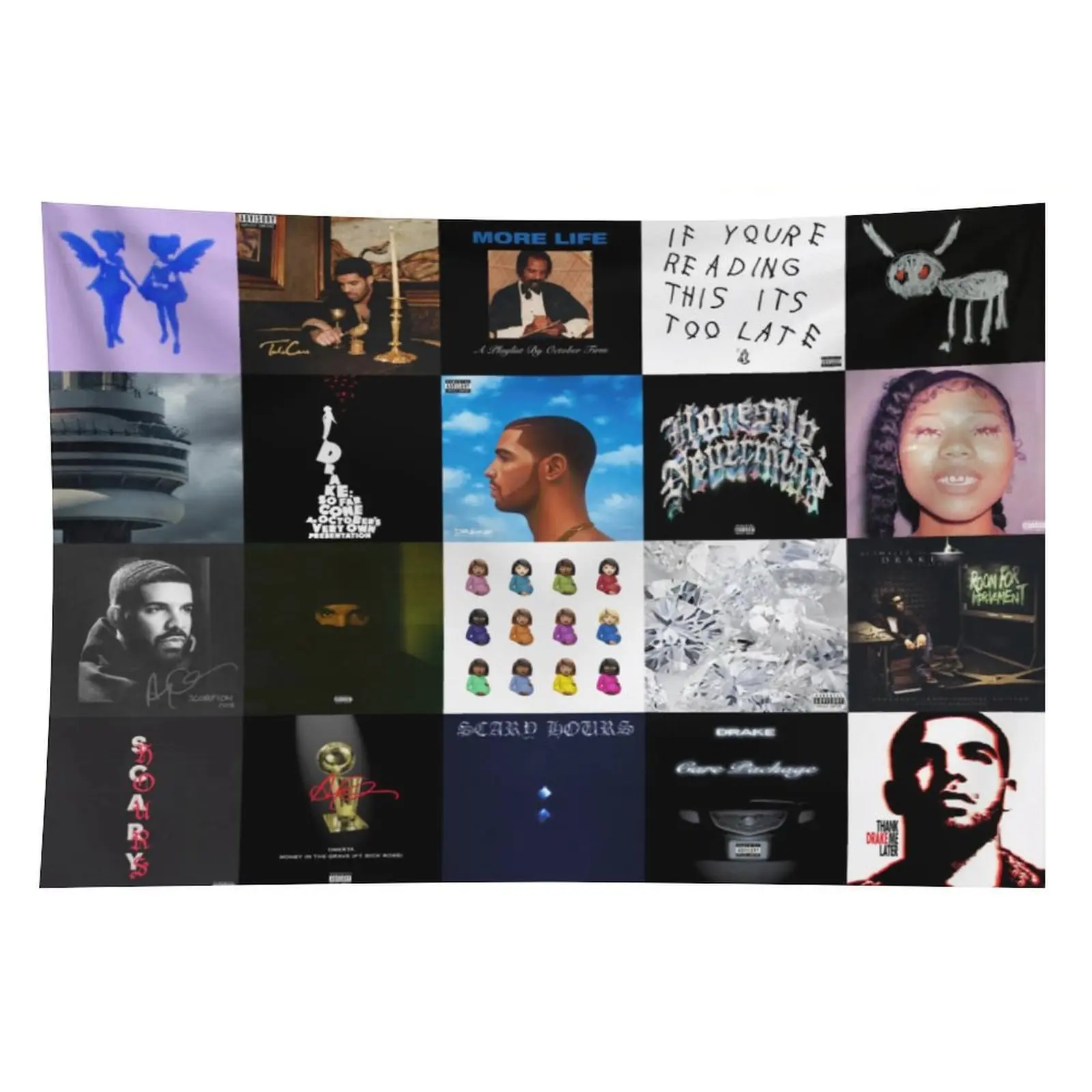 Drake Album Cover Flag Tapestry with Grommets, Home Decor Tapestry Room Decor Wall Art Print for Fan Bedrooms, Indoors Home Supplies