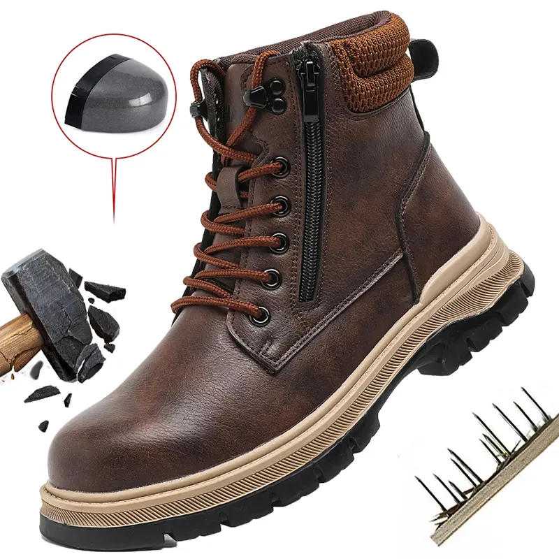 Safety Shoes Men Work Sneakers Indestructible Shoes Puncture-Proof Protective Shoes Work Boots High Top Waterproof boots Construction Work Shoes Anti-slip wear resistant Construction Work & Daily Wear,father'sdaygifts