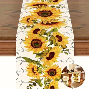 1PC [Sunflower Tablecloth] Autumn Sunflower Tablecloth - Rectangular Floral Home Kitchen Dining Decor - Vintage Farmhouse Indoor Outdoor Party Supplies，home decoration