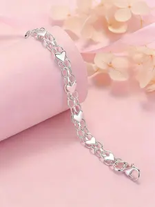 925 Sterling Silver Bracelet - Hypoallergenic, Durable & Perfect For Couples, Everyday Accessory, Exquisite Bracelet, Heart Shaped Bracelet|Boho Style|Hypoallergenic Bracelet bangle high appearance bracelet popular gift