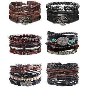 FINREZIO 22 Pcs Vintage Braided Leather Bracelet Pack for Men Women Multi-Style Stackable Wrap Bracelets with Unique Charms Durable Fashion Jewelry Set Ideal Gift for Birthday Father's Day Holiday
