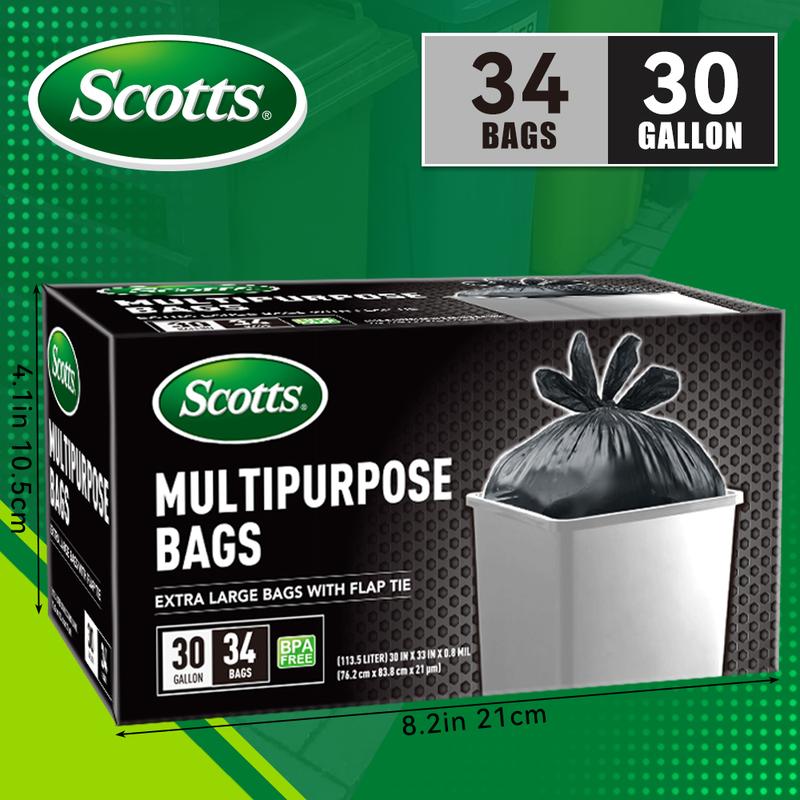 Scotts 30 Gallon Boxed Disposable Non Tear Black Large Trash Bags, For Large Kitchen Trash Can, Ultra Strong 113.5L Multipurpose Cleaning Supplies For Industrial, Garden, Home, Commercial - Durable, Leak-Proof, Easy To Use Garbage Bags Scotts 30 Gallon Boxed Disposable Non Tear Black Large Trash Bags, For Large Kitchen Trash Can, Ultra Strong 113.5L Multipurpose Cleaning Supplies For Industrial, Garden, Home, Commercial - Durable, Leak-Proof, Easy To Use Garbage Bags