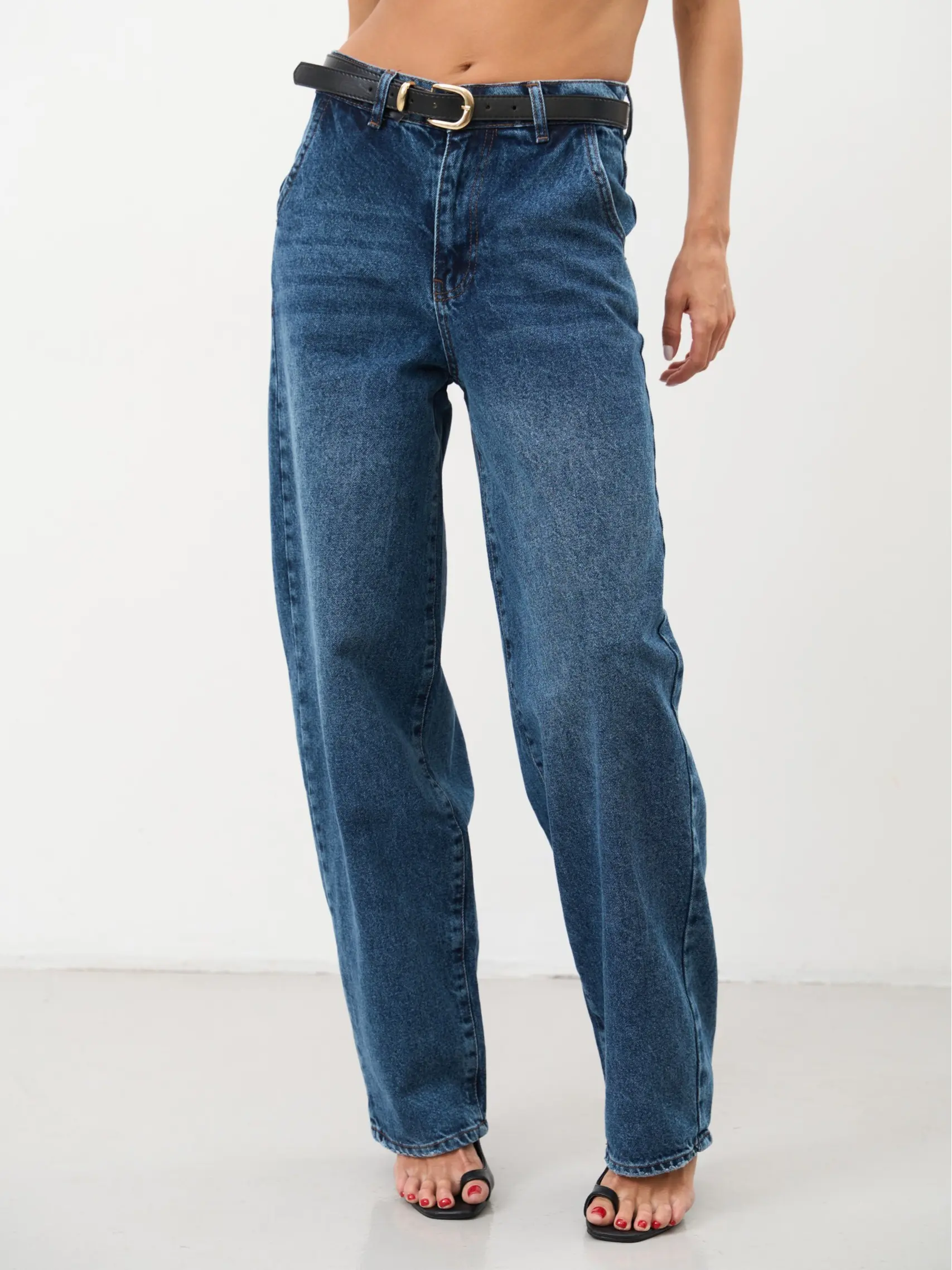 SOLMAR Blue Balloon Baggy Jeans for Women