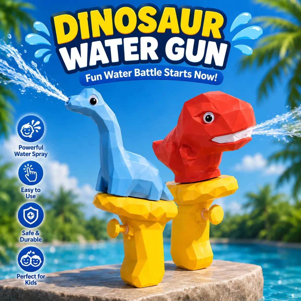 Dinosaur Water Squirter for Kids Dino, SquirtGuns Outdoor Water Pool Toys
