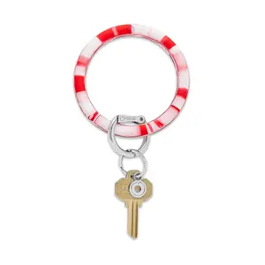 OVENTURE Silicone Big O® Key Ring - Cherry On Top Marble, Patented Locking Clasp, Effortless Hands-Free Convenience, Vibrant Red & White Marbled Design
