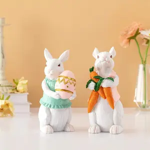 Cute Rabbit Ornament, 2 Counts/set Cartoon Rabbit Decoration, Desktop Decoration for Home Living Room Bedroom Garden Yard