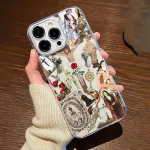 Cross & Jesus Pattern Phone Case, Anti-drop Cellphone Protective Case, Total Protective Shockproof Mobile Phone Cover for iPhone 11 12 13 14 15 16 Pro Max Casing